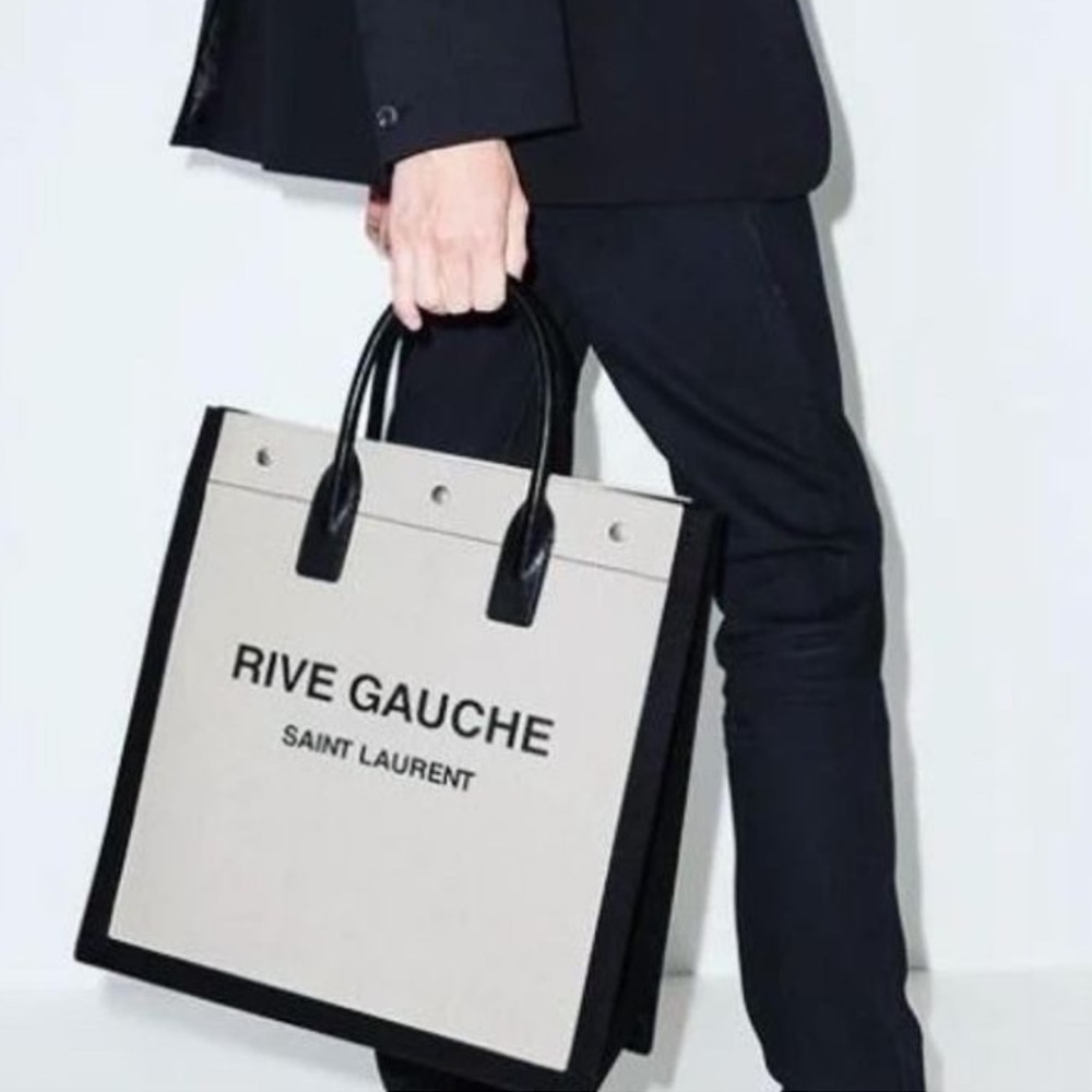 NWT Authentic YSL Saint Laurent Rive Gauche Tote Bag in Greggio Nero! MSRP $1990 - Picture 3 of 16